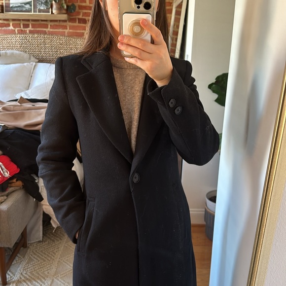 Zara felt texture wool blend coat peacoat jacket black small 8431/102 - Picture 13 of 16